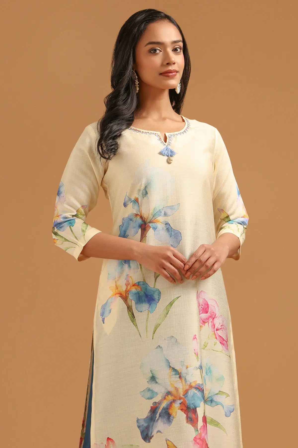 Light Yellow Desert Storm Botanical Printed Kurta